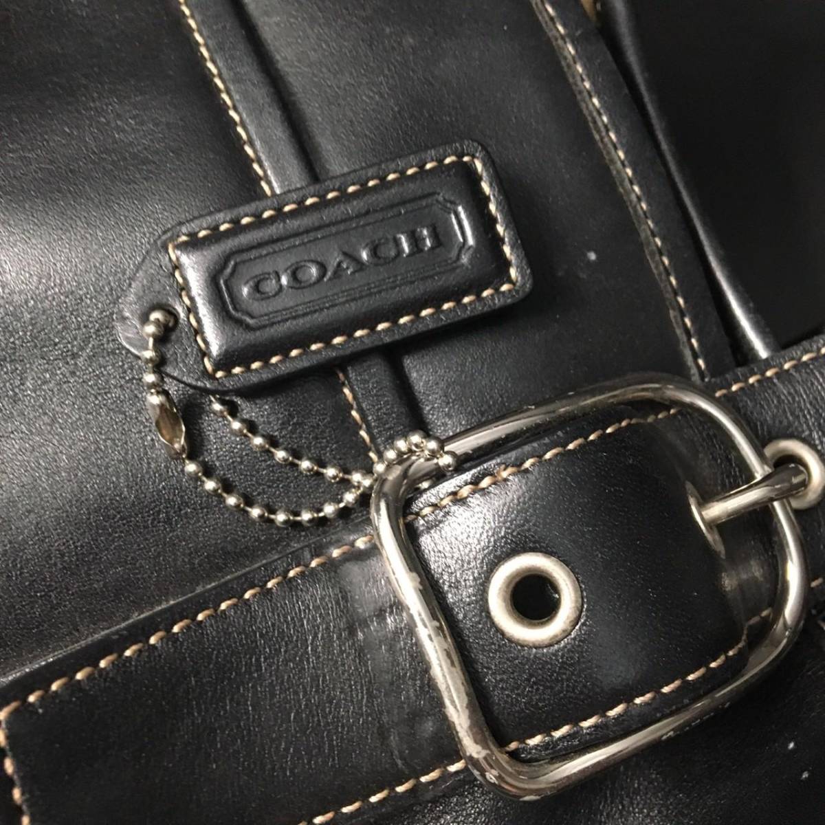 FG0725-8-3 コーチ COACH レザー トートバッグ ハンドバッグ 肩掛け BLACK A4 NOL2S-7582 100サイズ_画像7