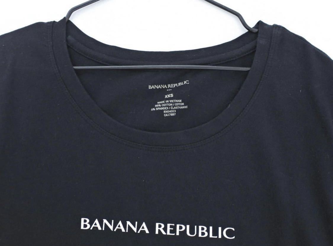 美品 BANANA REPUBLIC バナナリパブリック ロゴ プリント Tシャツ 黒色 ブラック レディース シンプル 半袖 カットソー トップス _画像2