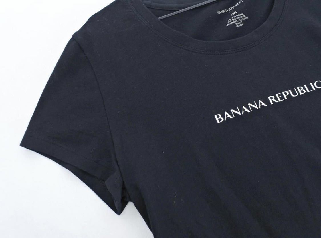美品 BANANA REPUBLIC バナナリパブリック ロゴ プリント Tシャツ 黒色 ブラック レディース シンプル 半袖 カットソー トップス _画像3