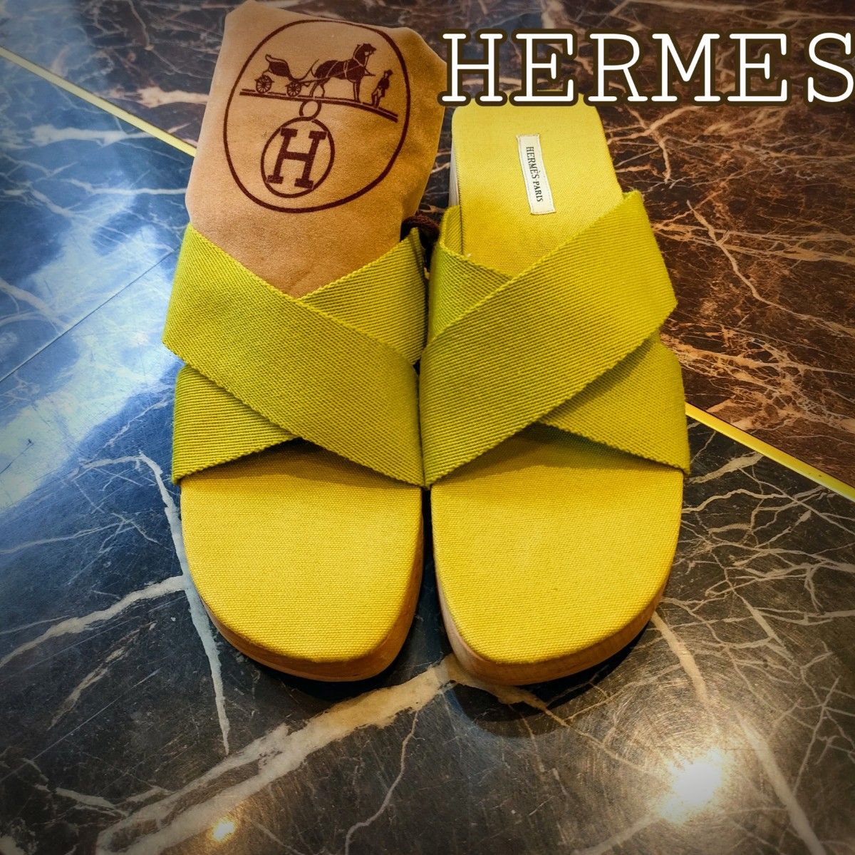 純正ストア HERMES エルメス ケブラール ウッドサンダル Hモチーフ 36 - 靴