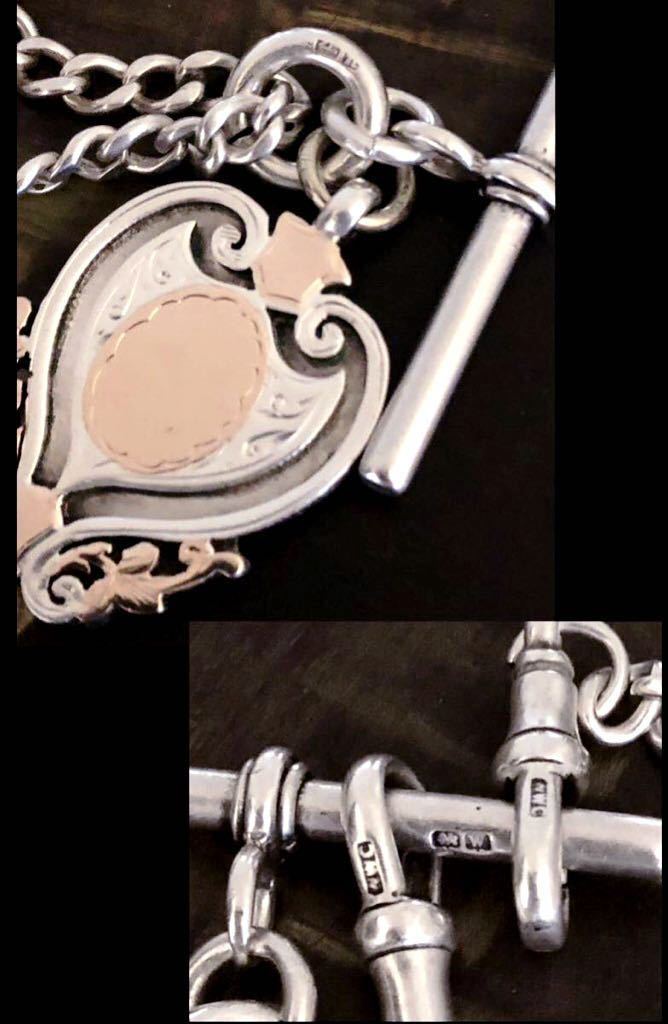  Британия античный rose Gold fob карманные часы двойной Alba -to цепь оригинальный серебряный 33.4g/R.GOLD колье George 5. балка min жевательная резинка 1925 год 
