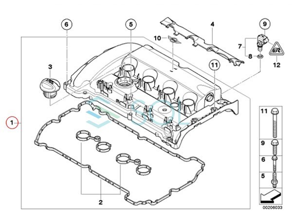 BMW MINI R55 R56 R57 R58 R59 シリンダーヘッドカバー エンジンヘッドカバー バルブカバー タペットカバー ガスケット付 11127646555_画像5