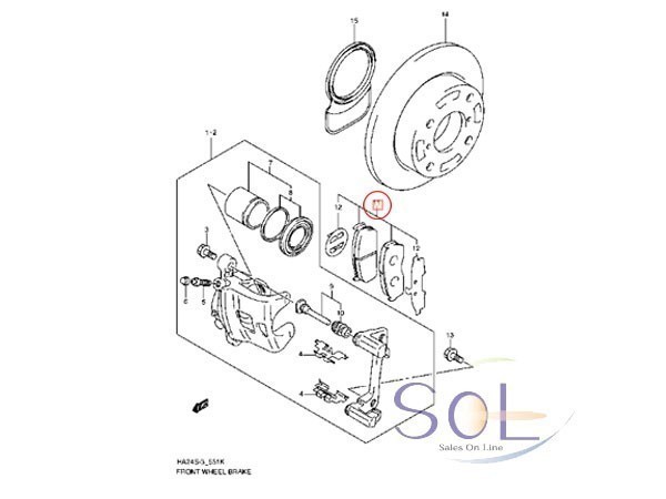 スズキ エブリィ(DA64V DA64W) キャリィ(DA63T DA65T) パレット(MK21S) フロント ブレーキパッド 左右セット 55810-68H00 55810-72J00_画像2