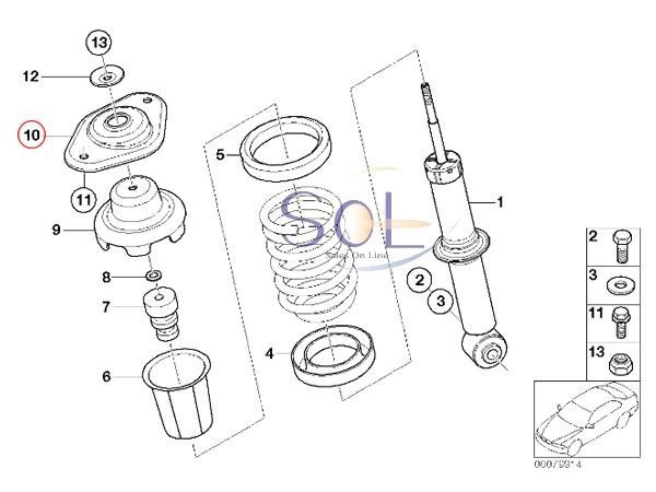 BMW MINI R50 R52 R53 R55 R56 リア ショック アッパーマウント リペアキット 左右セット Cooper Cooper S JCW One クーパー 33526754123の画像2