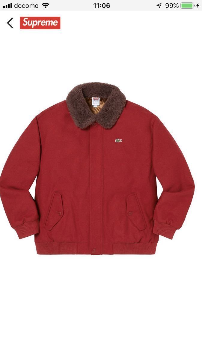 24SS SALE 新品未使用 supreme LACOSTE Wool Bomber Jacket red medium M Harrington ラコステ ジャケット シュプリーム バック ロゴ logo_画像2