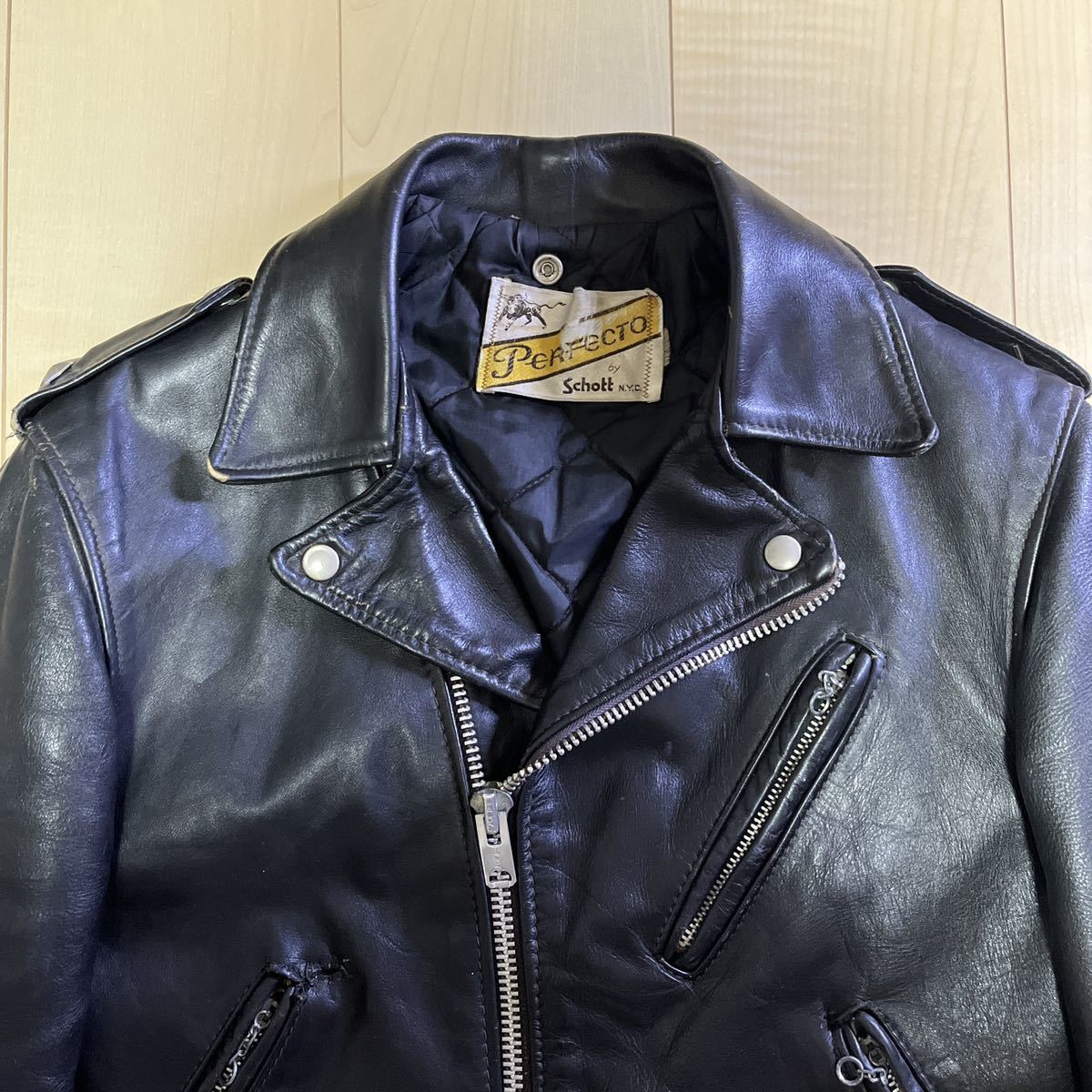 ✨極希少✨Schott ダブルライダース レザー 牛タグ vintage 36-