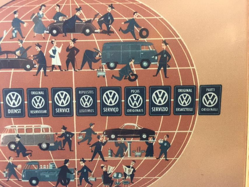 空冷 VW ドイツ フォルクスワーゲン ディーラー ポストカード 額縁 フレーム入り ビートル バス カルマンギア タイプ３純正 VOLKSWAGENの画像3