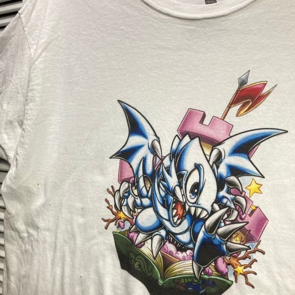 1スタ 白 アニメ Tシャツ ブルーアイズホワイトドラゴン 青眼白龍 遊戯王 半袖 90s 00s WZY ビンテージ アメリカ 古着 ベール 仕入れ_画像1