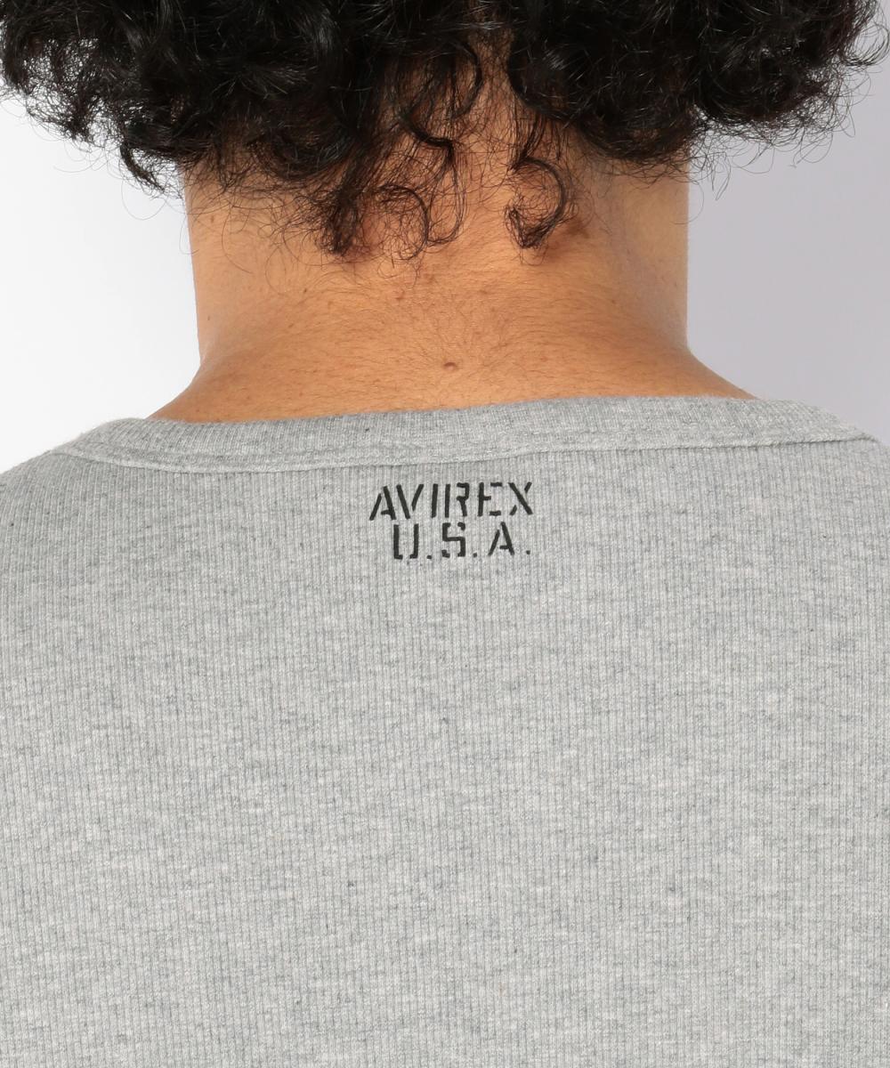 AVIREX デイリー RIB 長袖 Vネック Tシャツ グレー XLサイズ / リブ DAILY ロンT 灰色 BLACK ロングスリーブ アヴィレックス アビレックス_画像6