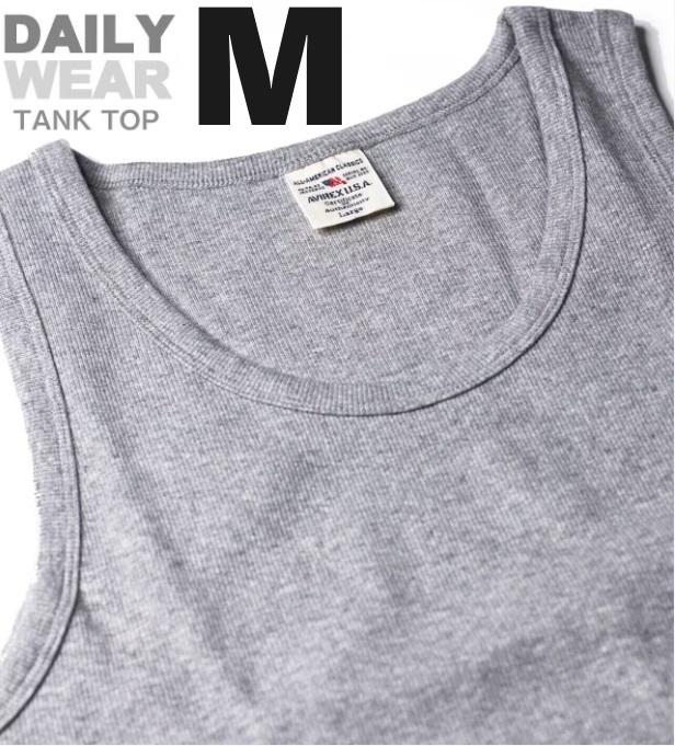 AVIREX アヴィレックス RIB TANK TOP グレー Mサイズ / DAILY リブ タンクトップ / デイリーウェア 新品 アビレックス 灰色_画像1