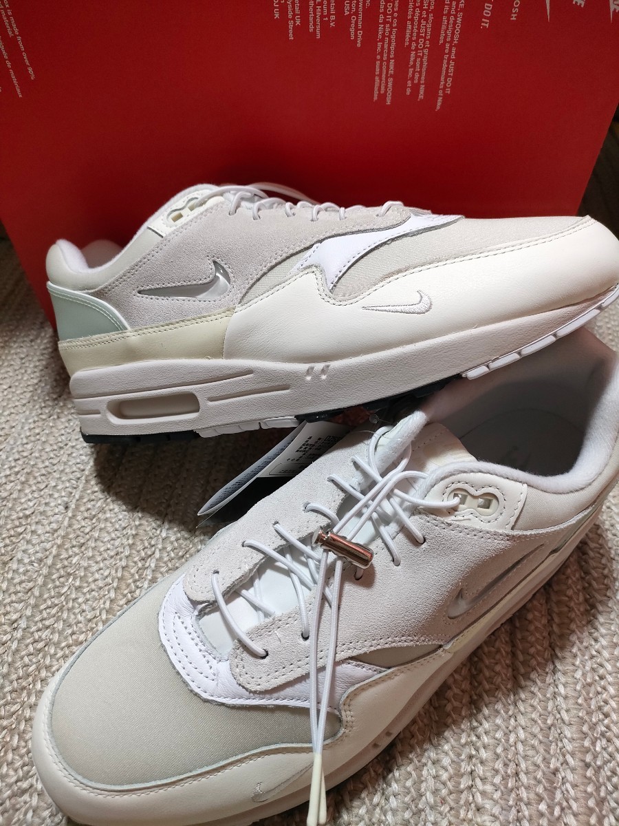 新品 定価18700 NIKE AIR MAX 1 PRM ジュエルスウッシュ 28cm US10 ナイキ エアマックス 1 プレミアムスニーカー 復刻 ホワイト セイル_画像1