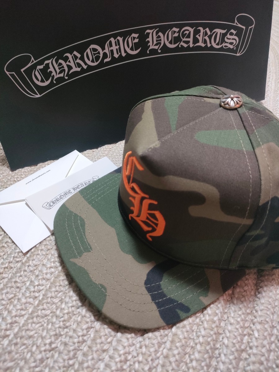 新品 未使用 最新モデル CHROME HEARTS クロムハーツ BBキャップ 迷彩 カモフラージュ 国内正規品 レシート原本 付属 オレンジ 帽子 クロス_画像1