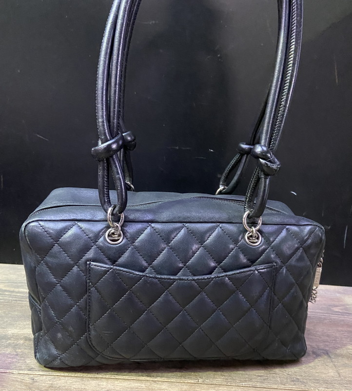 S-283◆1円～◆CHANEL カンボンライン ショルダーバッグ ラムスキン ボーリングバッグ ハンドバッグ ココマーク シャネル_画像5