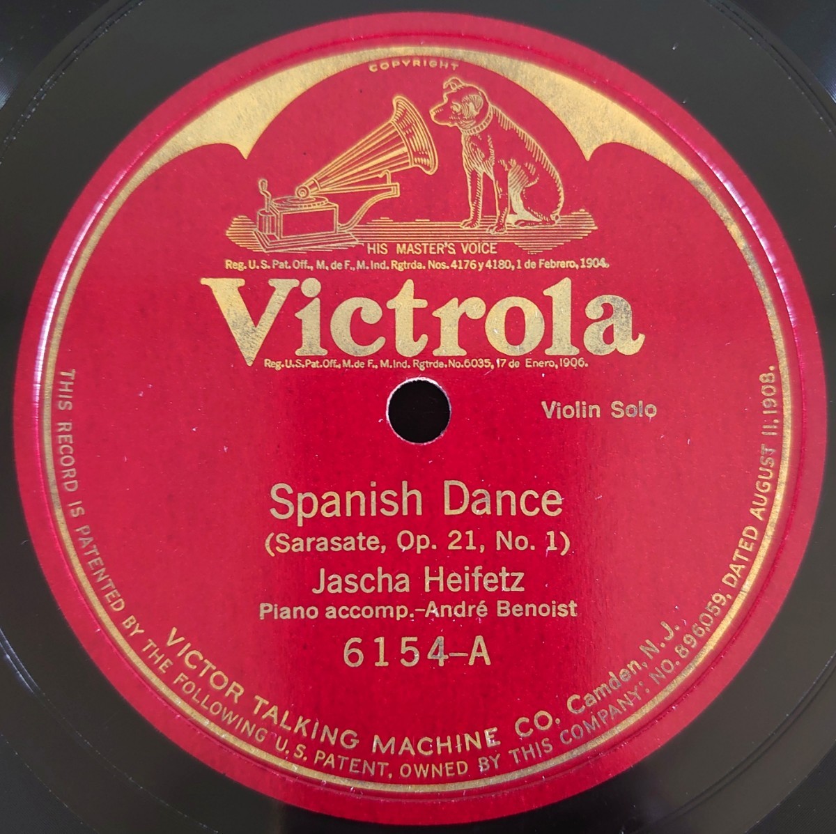 【12吋SP盤】Spanish Dance(Sarasate,Op.21,No.1)すIntroduction and Tarantelle(Sarasate,Op.43)Jascha Heifetz- ヤッシャ・ハイフェッツ_画像1