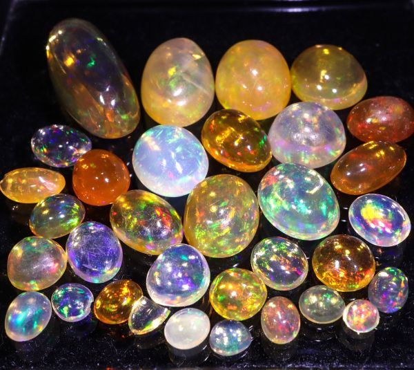 天然ファイアオパール メキシコ産 30ct おまとめ 欧泊 ルース 裸石 宝石 遊色 天然 墨西哥 loose jewelry fire opal mexican_画像2