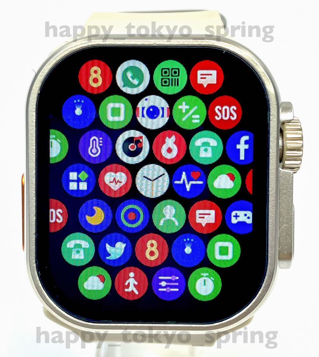 新品 Apple Watch 代替品 2.19インチ 大画面 S9 Ultra 9 スマートウォッチ 通話 音楽 多機能 健康 スポーツ 防水 血中酸素 android 血圧_画像2