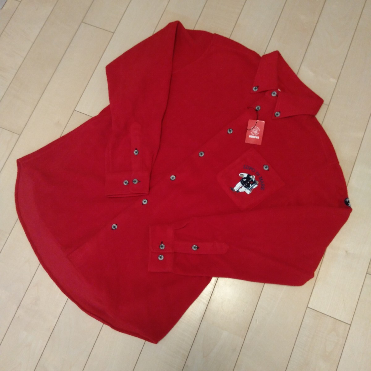【新品】SINA COVA シナコバ、カッコいいシャツ、長袖、L/赤　Ｔ