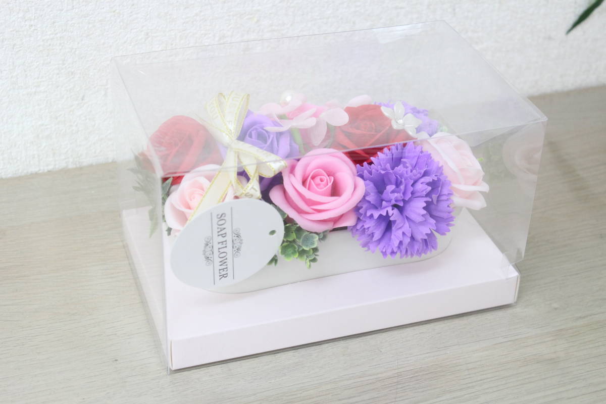 [Неиспользованная/бесплатная доставка] Мыло цветок Marietta Pink/Red/Purple Rose 200 × 120 × 125 -мм Празднование Празднования Дня рождения День Матери Подарок G169