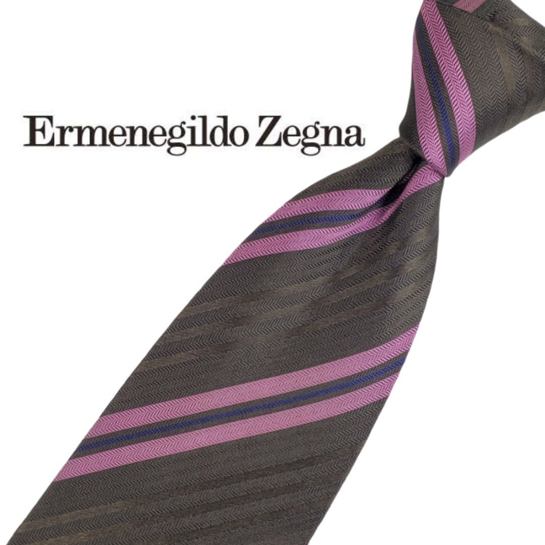 223/ 美品 Ermenegildo Zegna エルメネジルドゼニア 中古 USED ネクタイ ストライプ柄 レジメンタル _画像1