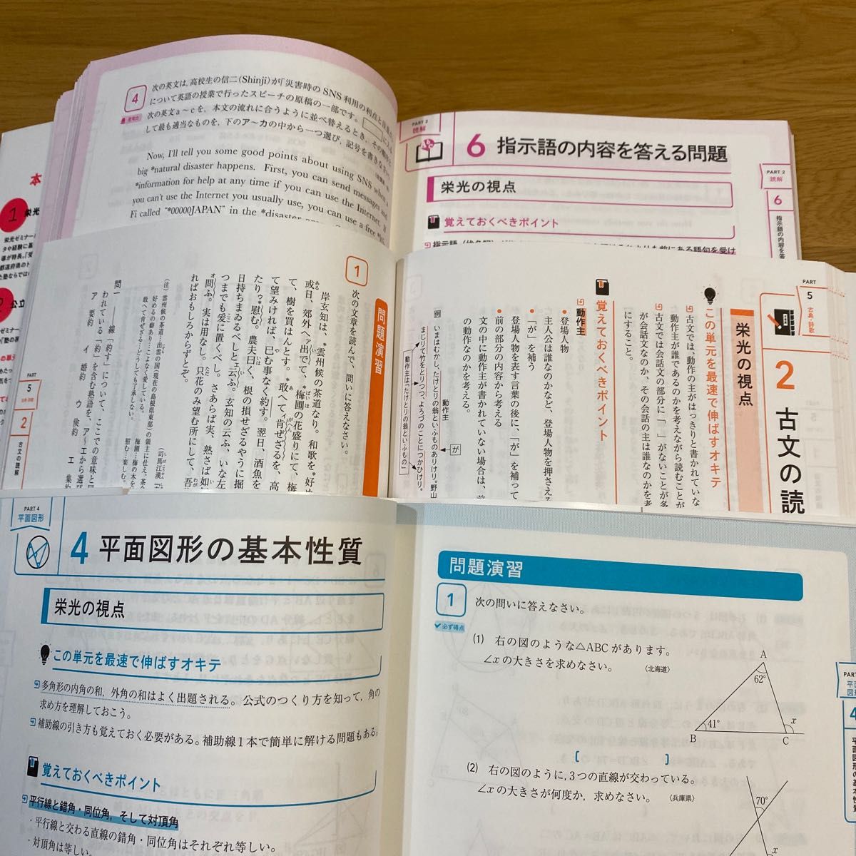 「高校入試対策問題集 合格への最短完成 国語」数学　英語　古本 問題集