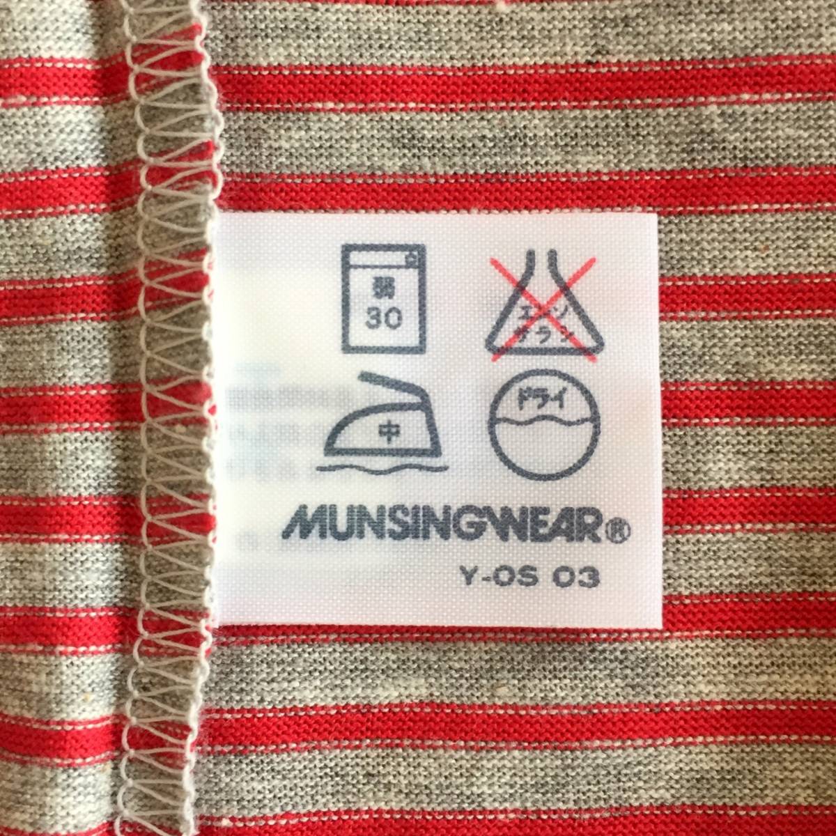 日本製 MUNSINGWEAR マンシングウェア Grand Slam ポロシャツ ボーダー 半袖 M〜Lサイズくらい 綿100% デッドストック 未使用長期保管品_画像8