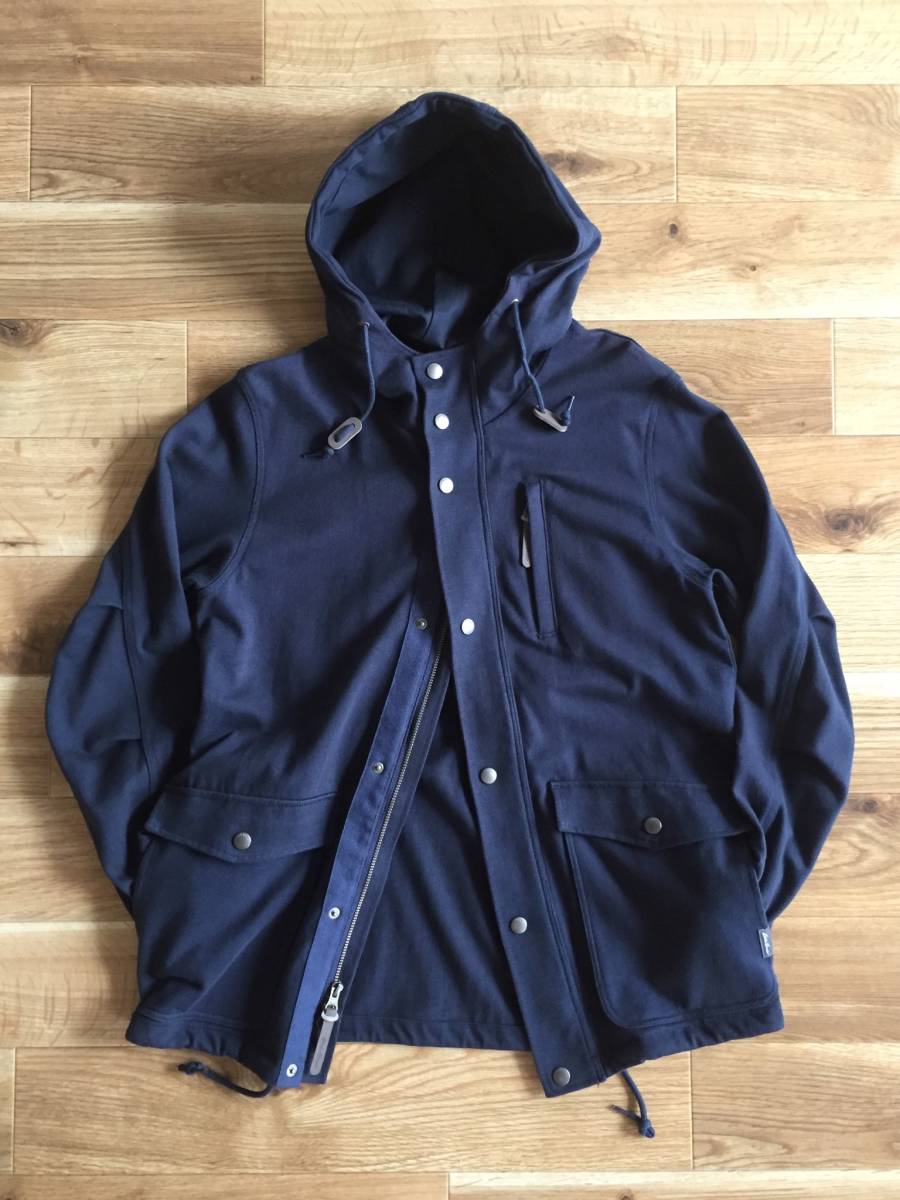 Eddie Bauer Eddie Bauer sweat material mountain parka double Zip snap-button cotton 100% men's S size navy beautiful goods 