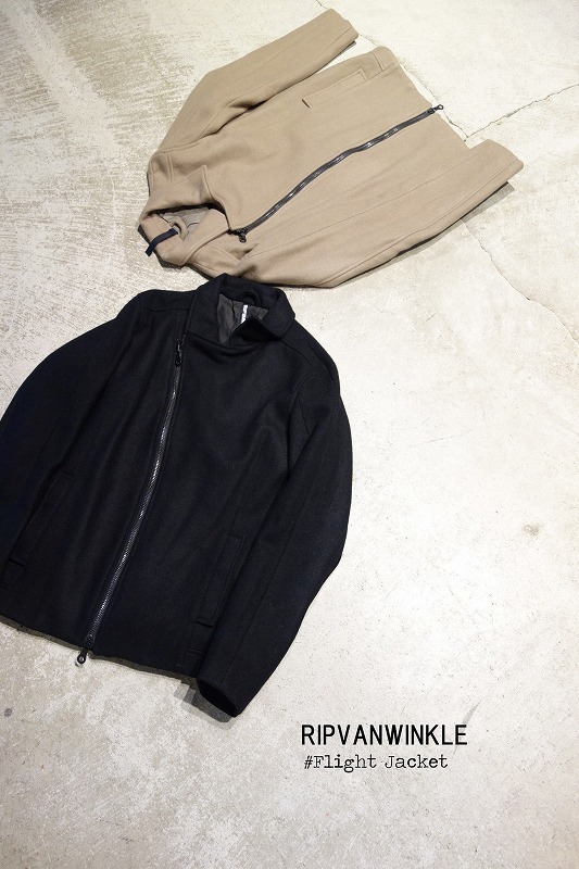 【RIPVANWINKLE】リップヴァンウィンクル へヴィーメルトン フライトジャケット サイズ3 ブラック コート 人気 Flight Jacket 定価57,200円_商品イメージ