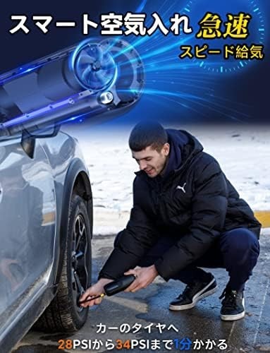 【新品送料無料】Woowind LP1 電動空気入れ 車 自転車空気入れ 充電式 コードレス 電動エアーポンプ 最大圧力150PSI 自動停止