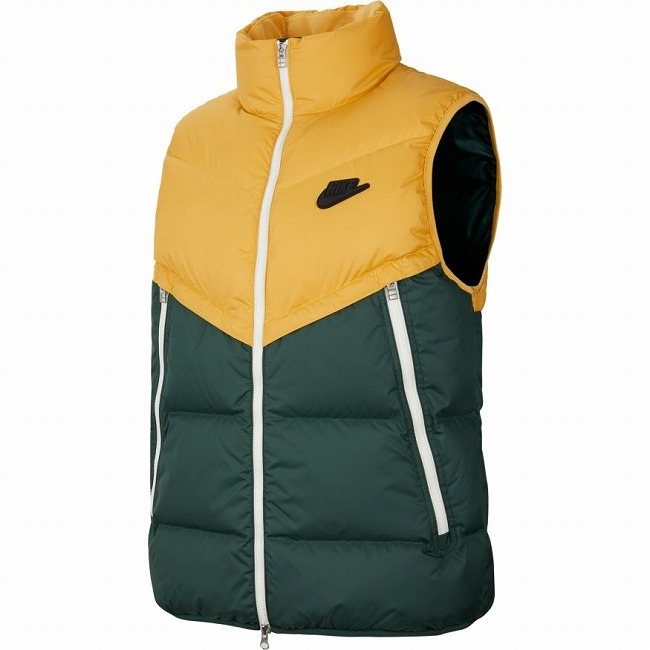 ■NIKE DOWN FILL WINDRUNNER SHIELD VEST ダークイエロー/グリーン 新品 サイズM ナイキ ダウンベスト シールド CU4415-700