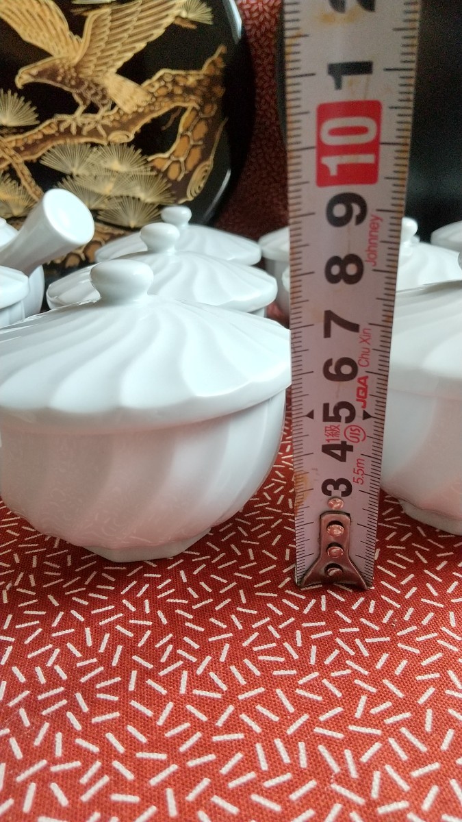 未使用☆茶器セット、湯飲み、急須、おひつ、茶道具、昭和レトロ　鷹　煎茶道具　揃　漆器　春峰 松_高さをご確認下さい。