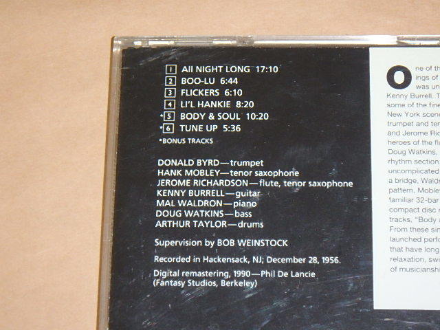 All Night Long　/　 ドナルド・バード 、 ケニー・バレル（Donald Byrd）/　US盤　CD_画像3
