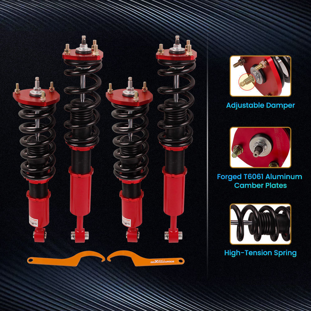 車高調 アルテッツァ JCE10W JCE15W サスペンション ジータ 01-05 全長調整式 24段減衰調整 レッド トヨタ Maxpeedingrods_画像2