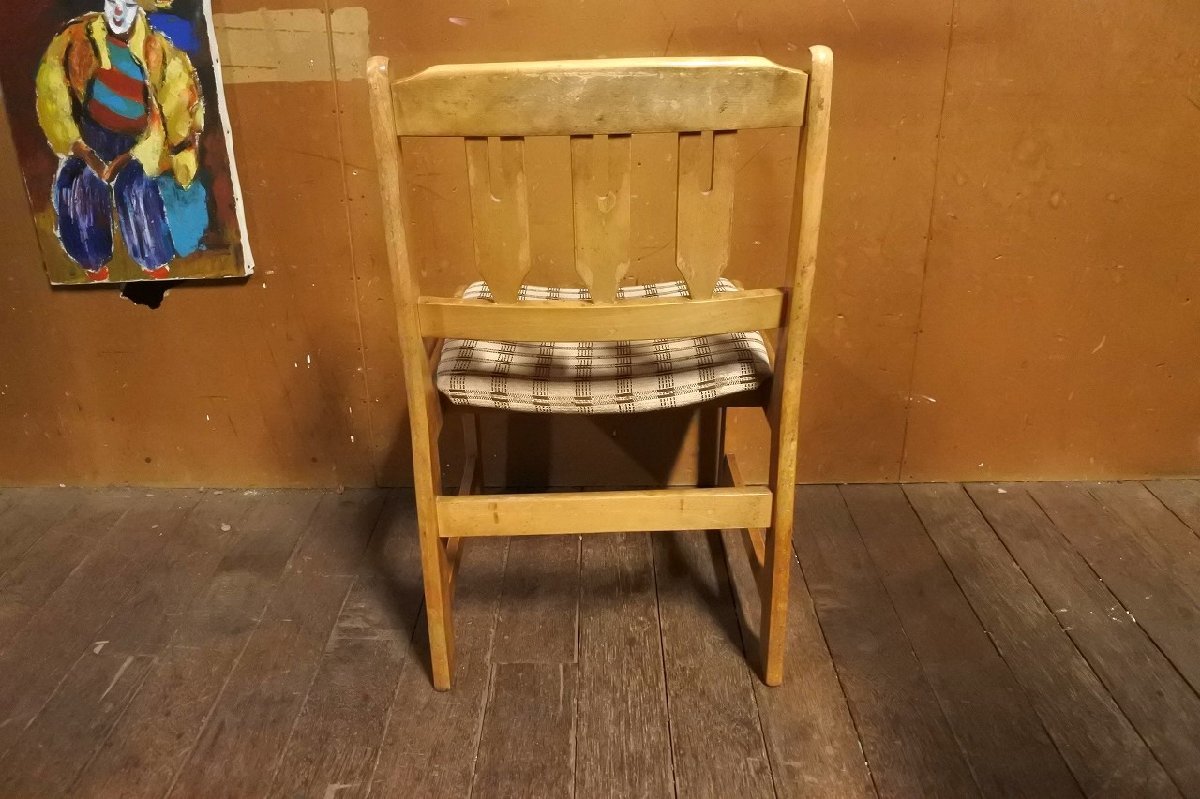 ビンテージ ダイニングチェア 椅子/アンティーク ヴィンテージ 木製 チェック 北欧家具 デンマーク_画像8