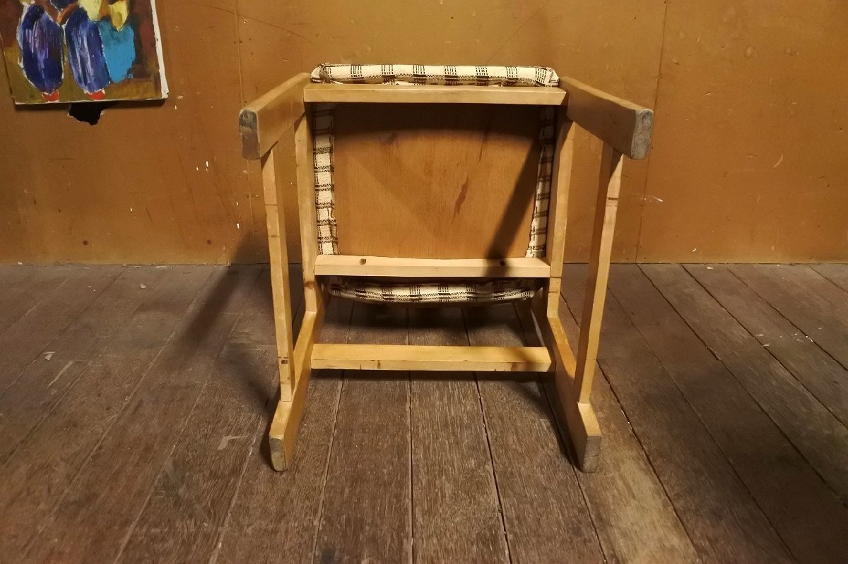ビンテージ ダイニングチェア 椅子/アンティーク ヴィンテージ 木製 チェック 北欧家具 デンマーク_画像10