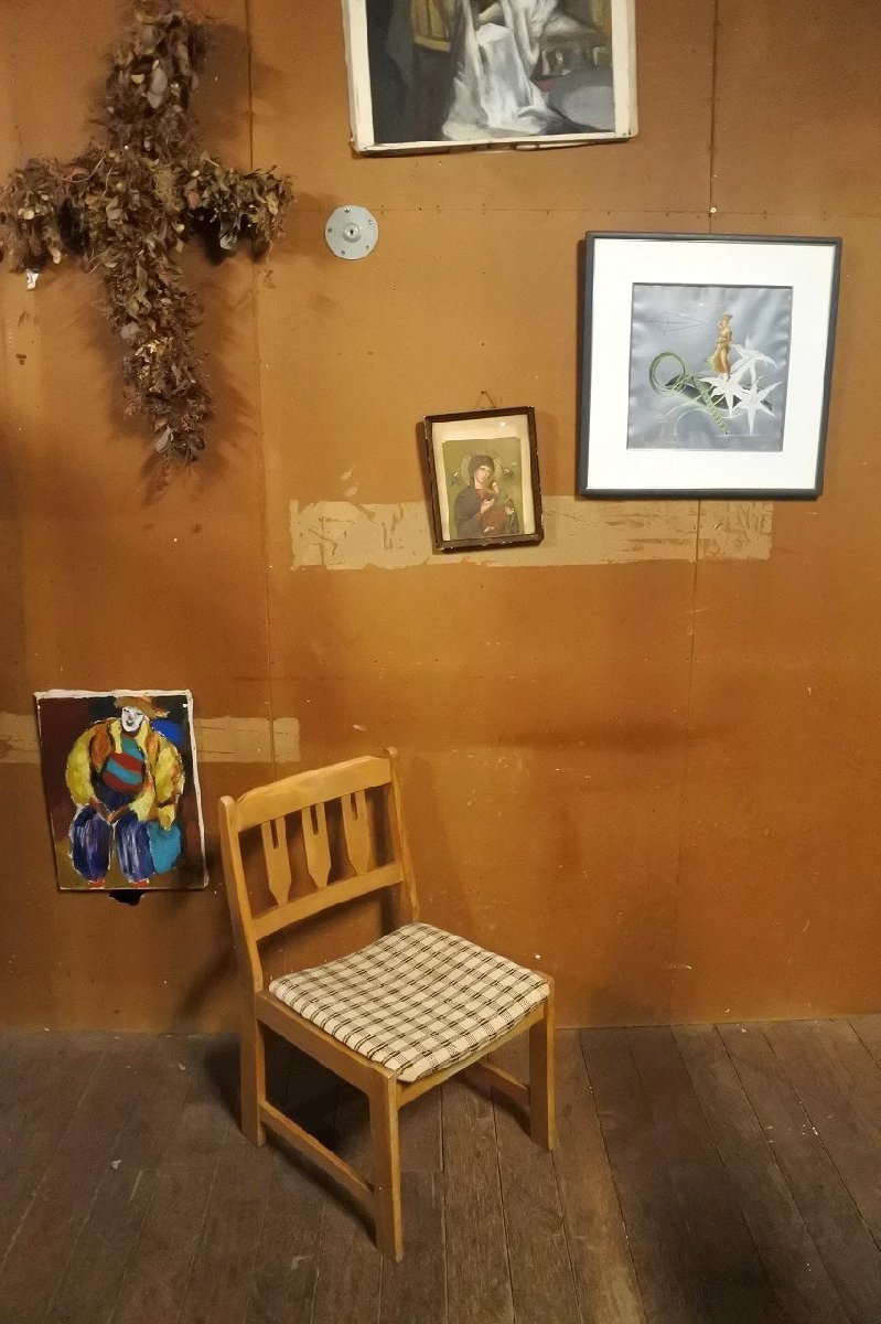 ビンテージ ダイニングチェア 椅子/アンティーク ヴィンテージ 木製 チェック 北欧家具 デンマーク_画像1