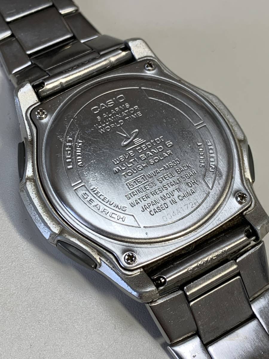 Ｂ729　腕時計　CASIO/カシオ　WVA-630 wave ceptor/ウェーブセプター　電波ソーラー　タフソーラー　デイデイト　稼働　ライト点灯_画像4