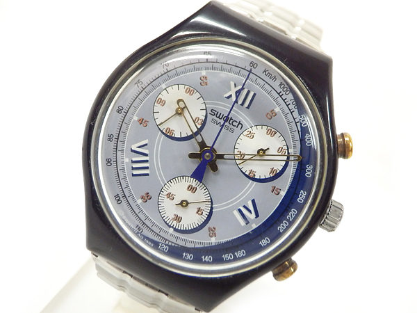 5LP Swatch スウォッチ ALABAMA 1992年 クロノグラフ クォーツ腕時計 蛇腹ベルト ヴィンテージ 稼働品