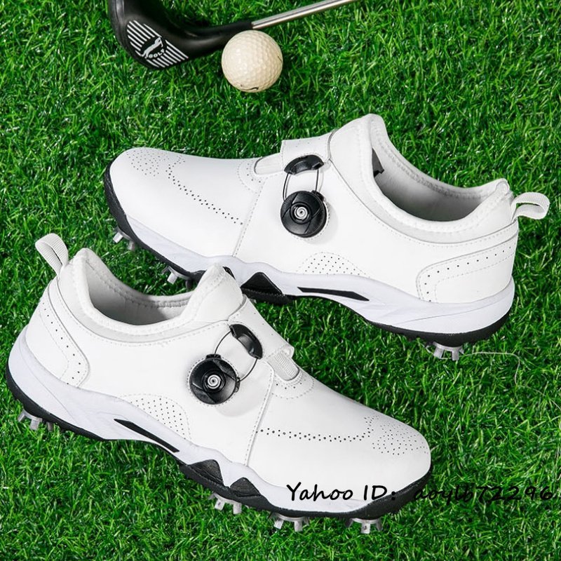 超美品 ゴルフシューズ 新品 ダイヤル式 スポーツシューズ 運動靴 メンズ 幅広い フィット感 軽量 防水 防滑 耐磨 弾力性 ホワイト 26cm