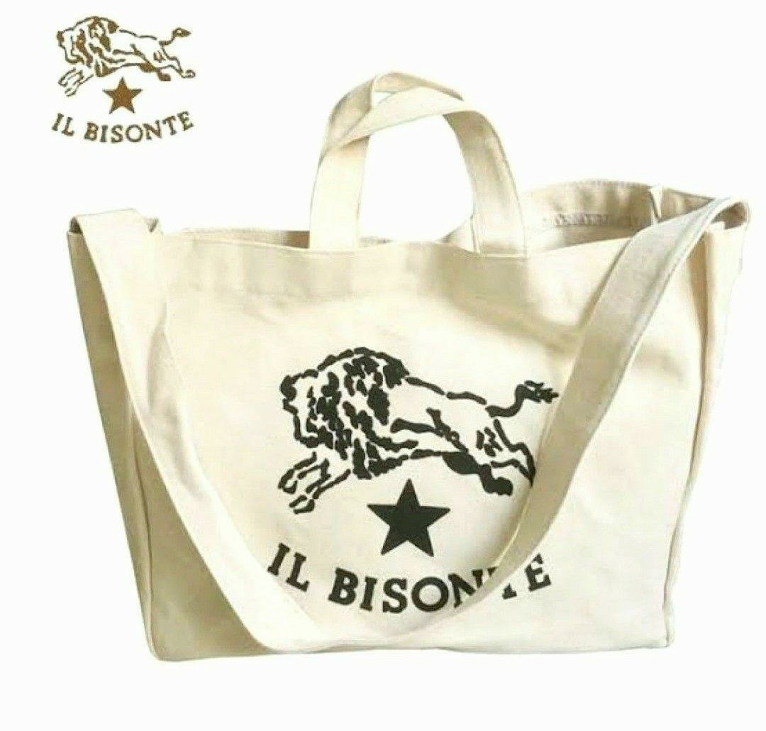 新品・未使用】IL BISONTE キャンバス2WAYショルダートートバッグ