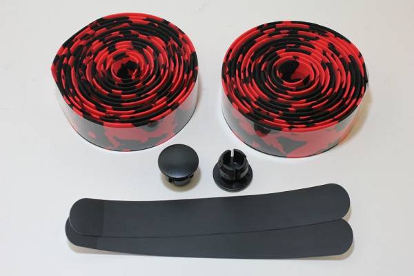 (175)　バーテープ 迷彩　 レッド 赤 黒 ソフトタイプ ロード