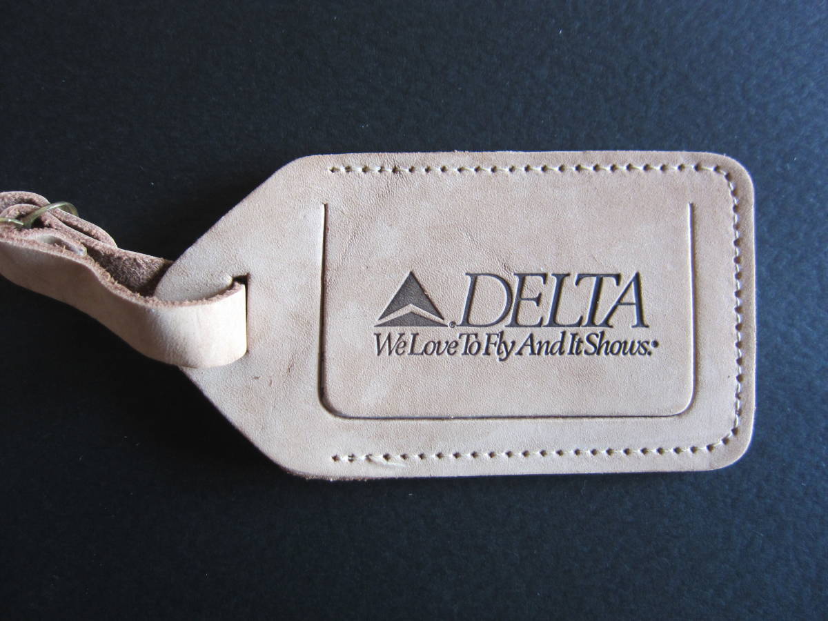  Delta Air Lines # leather made tag ( suede )#1990 year # Vintage 