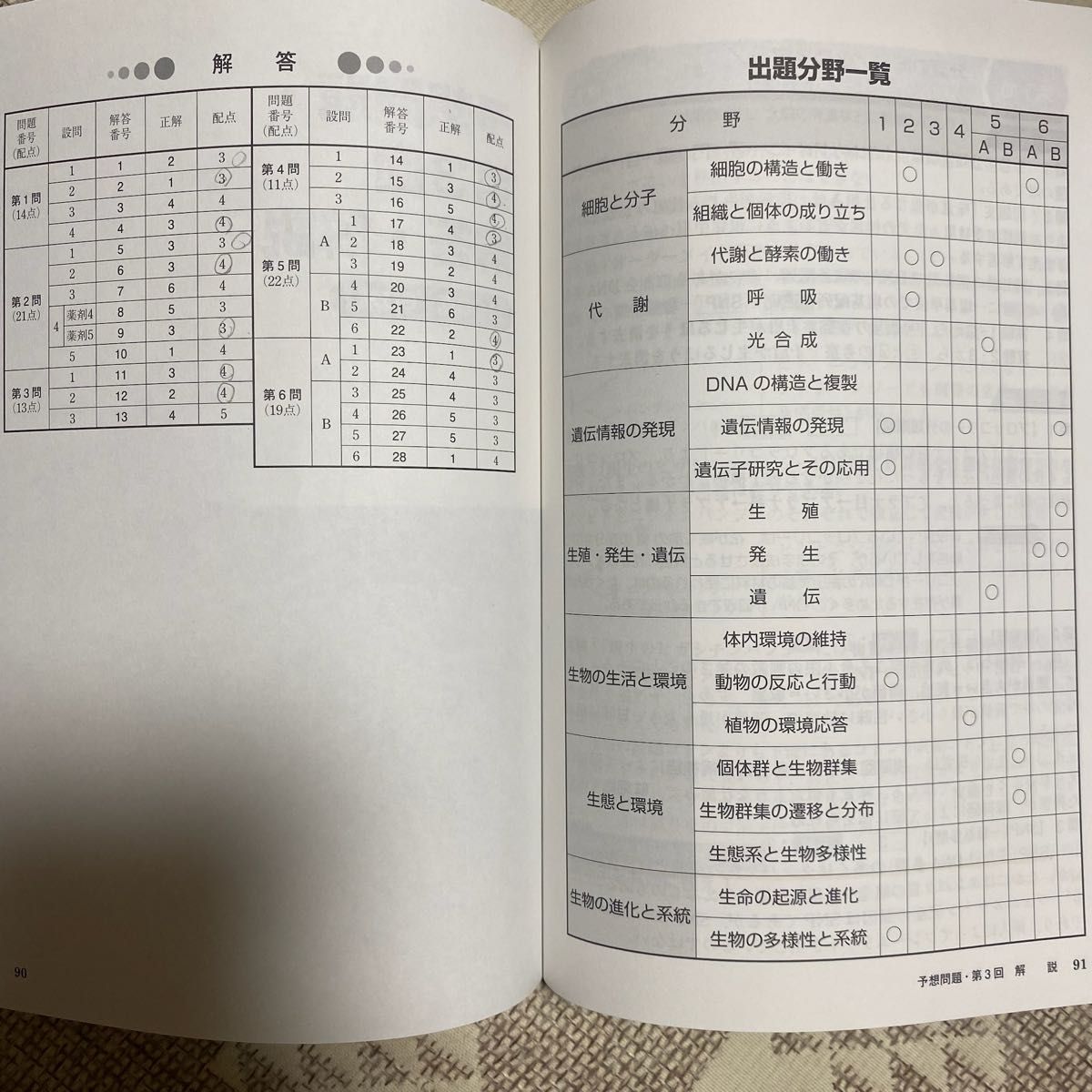 改訂版 大学入学共通テスト 生物予想問題集 過去問