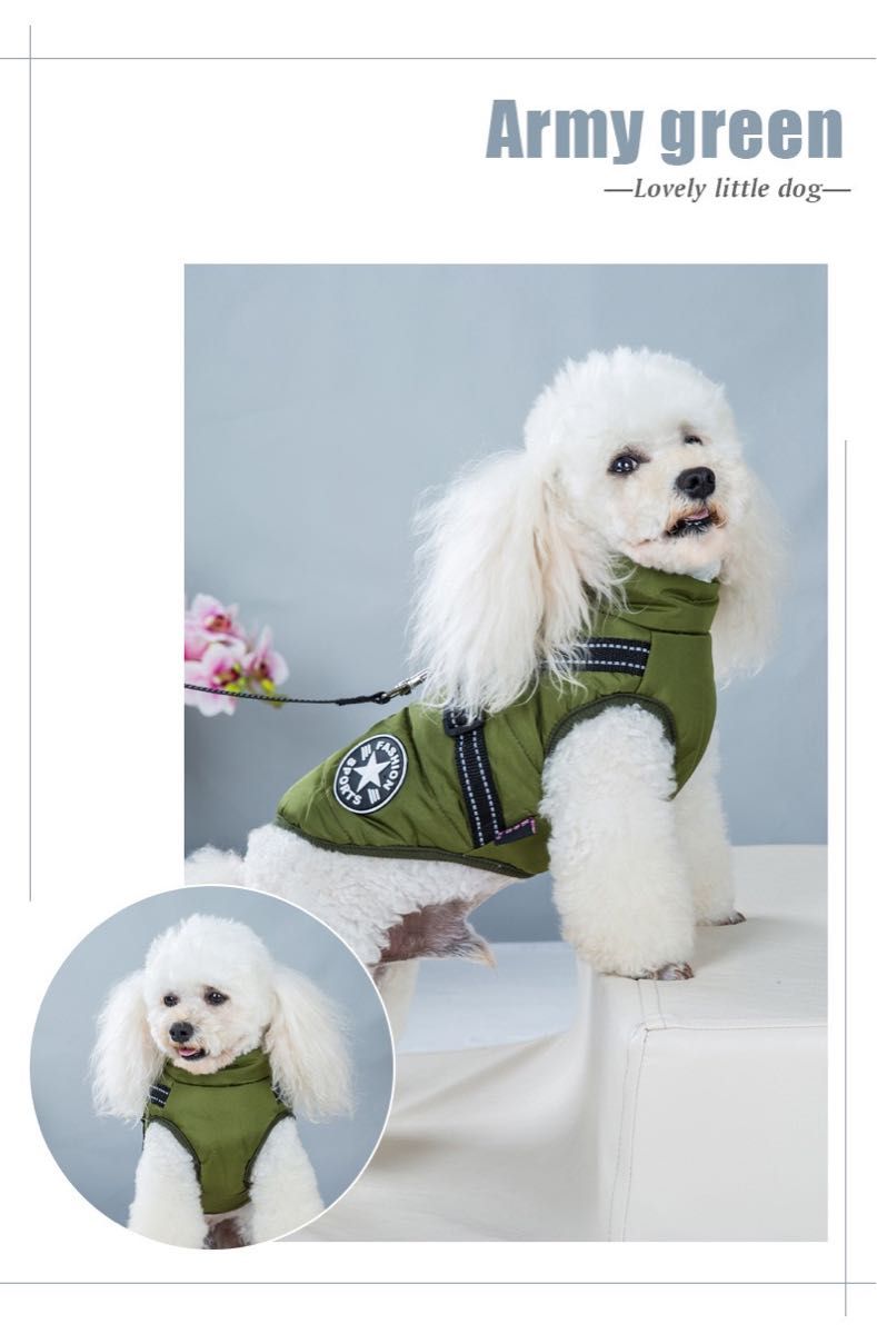 犬服 犬の服 冬服 裏起毛 暖かい ハーネスコート けん引 一体型