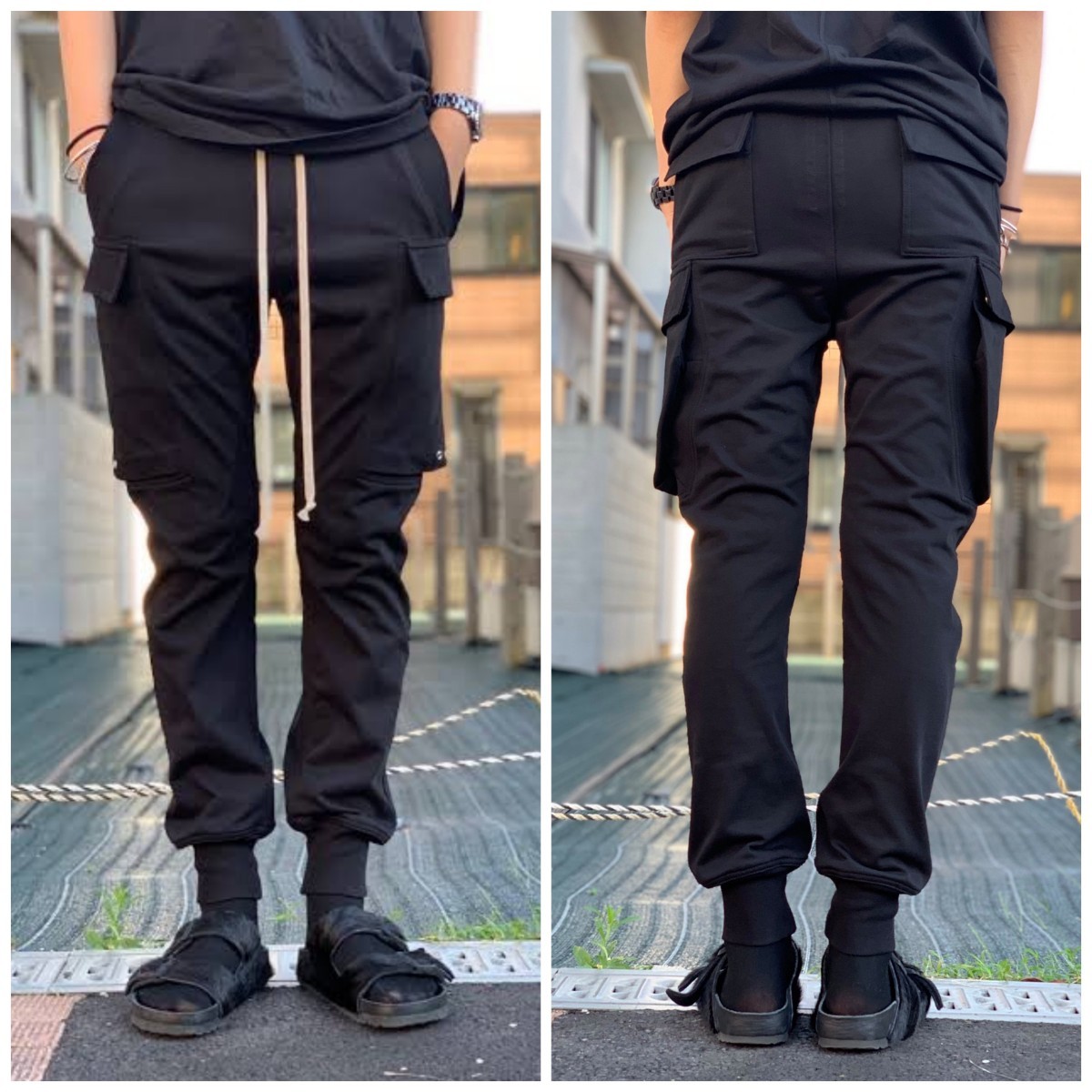 リックオウエンス RickOwens 19AW CARGO JOG ドローストリング カーゴパンツ 46 ブラック スウェット ジョガー 44 メンズ  マストドン 黒