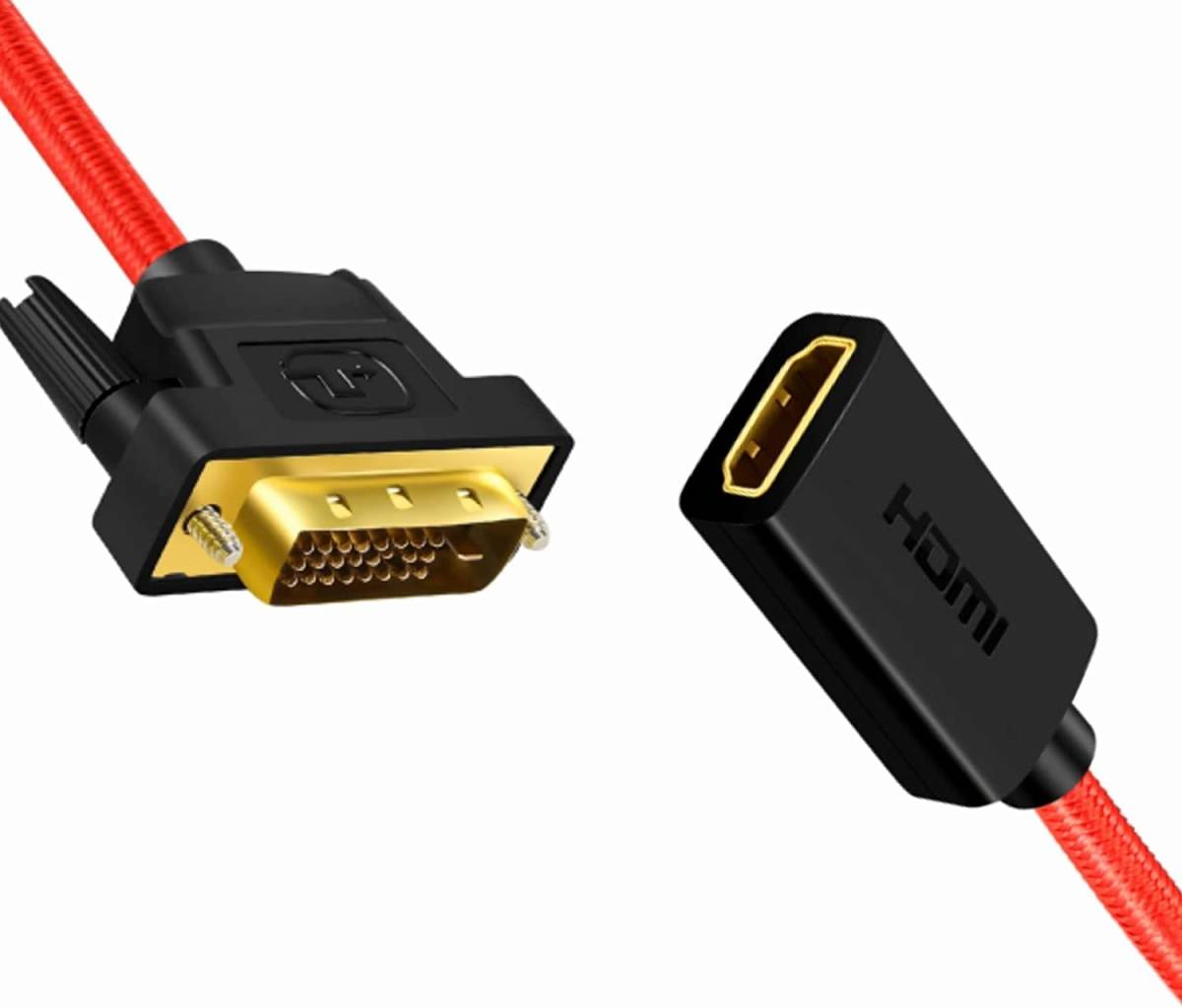 DVI to HDMI メス 変換 アダプタ HDMI メス 双方向ヶーブル 15CM_画像2