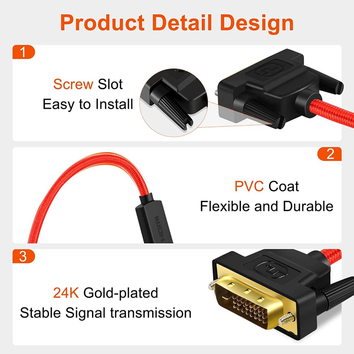 DVI to HDMI メス 変換 アダプタ HDMI メス 双方向ヶーブル 15CM_画像7