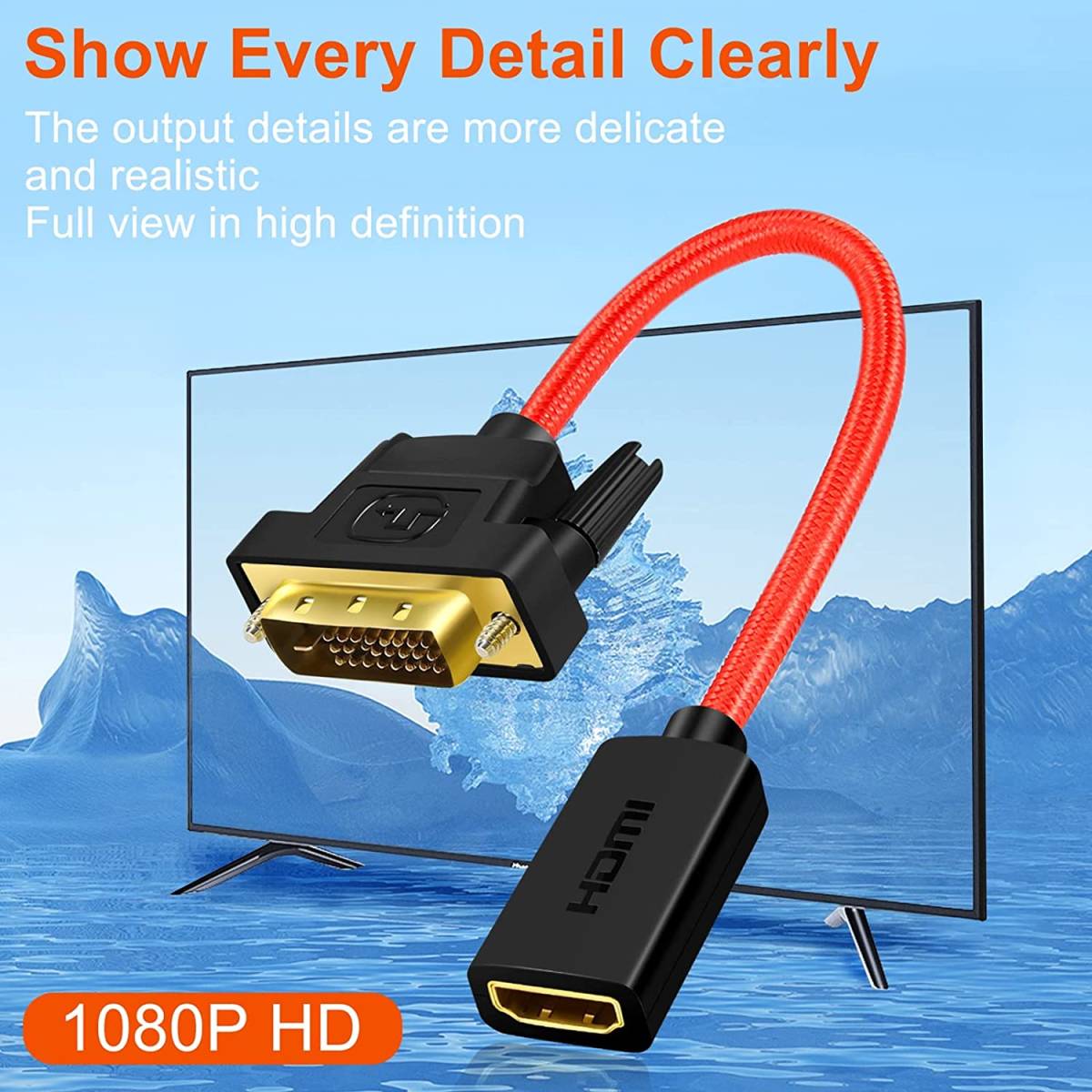 DVI to HDMI メス 変換 アダプタ HDMI メス 双方向ヶーブル 15CM_画像3