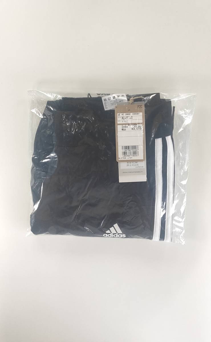 【新品】adidas GL0723 O(XL)サイズ ブラック エッセンシャルズ 3ストライプス レディース タイツ レギンス スパッツ 筋トレ トレーニング_画像2