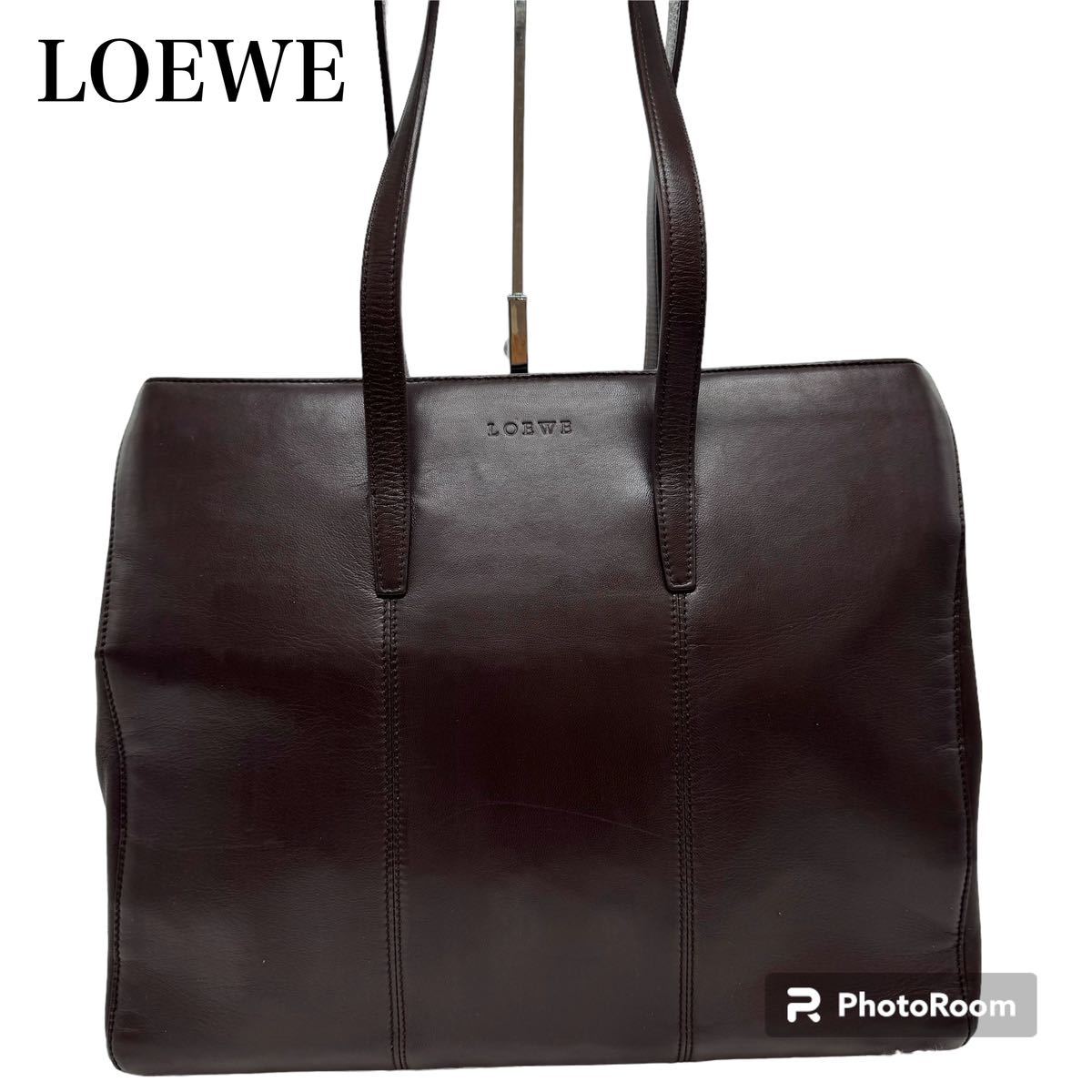 柔らかい 美品！LOEWE ロエベ ロゴ型押し トートバッグ ショルダー