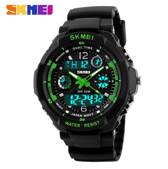 SKMEI メンズ ミリタリー 腕時計 男性 スポーツウォッチ 高級ブランド アナログ クォーツ LED デジタル 屋外 防水_画像2